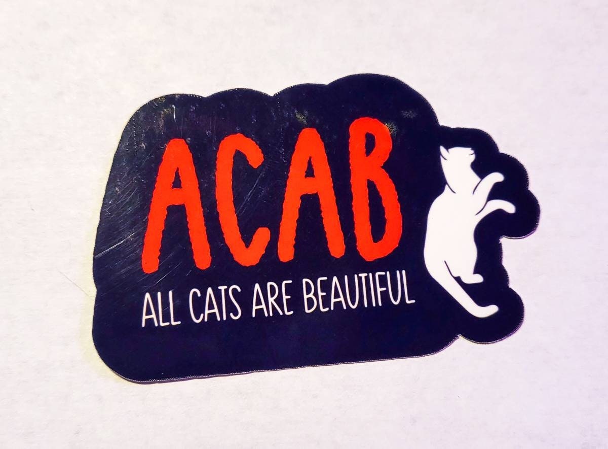 ACAB - All Cats Are Beautiful - glossy sticker - weatherproof optional - 3.3" x 2.2" - red black white 1312