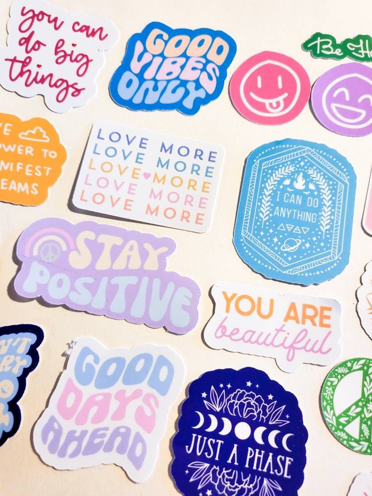 Positive Affirmation Sticker Pack / Set of 23 Stickers / Quotes smile Cute Journal Planner Self-Love Affirmations Gift Positive good vibes