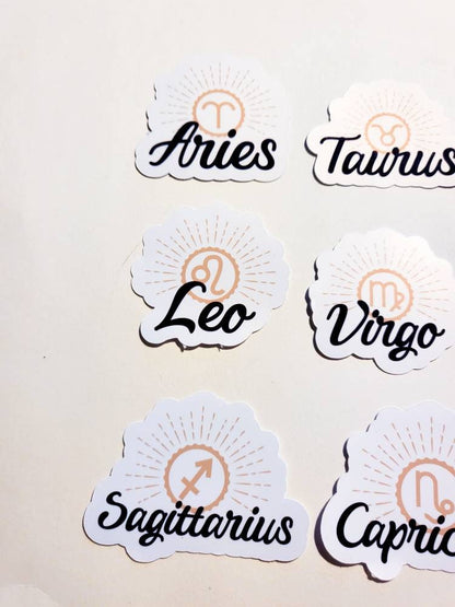 Zodiac Sticker Set / Pack of 12 / sticker set vinyl astrology symbols star signs moon rising