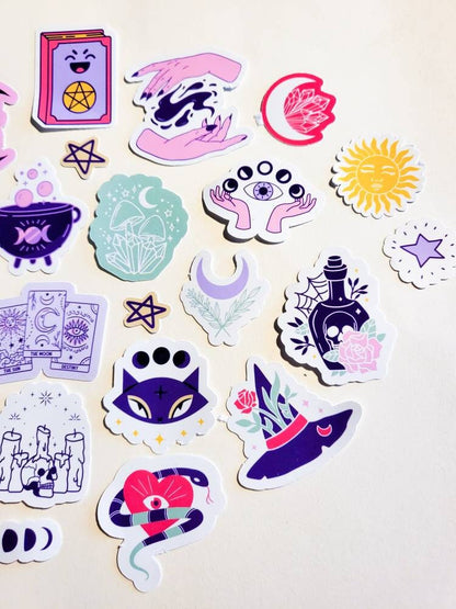 Witchy Vibes Sticker Pack / Set of 28 Stickers / Quotes smile Cute Journal Planner Self-Love Affirmations Gift Positive good vibes witch