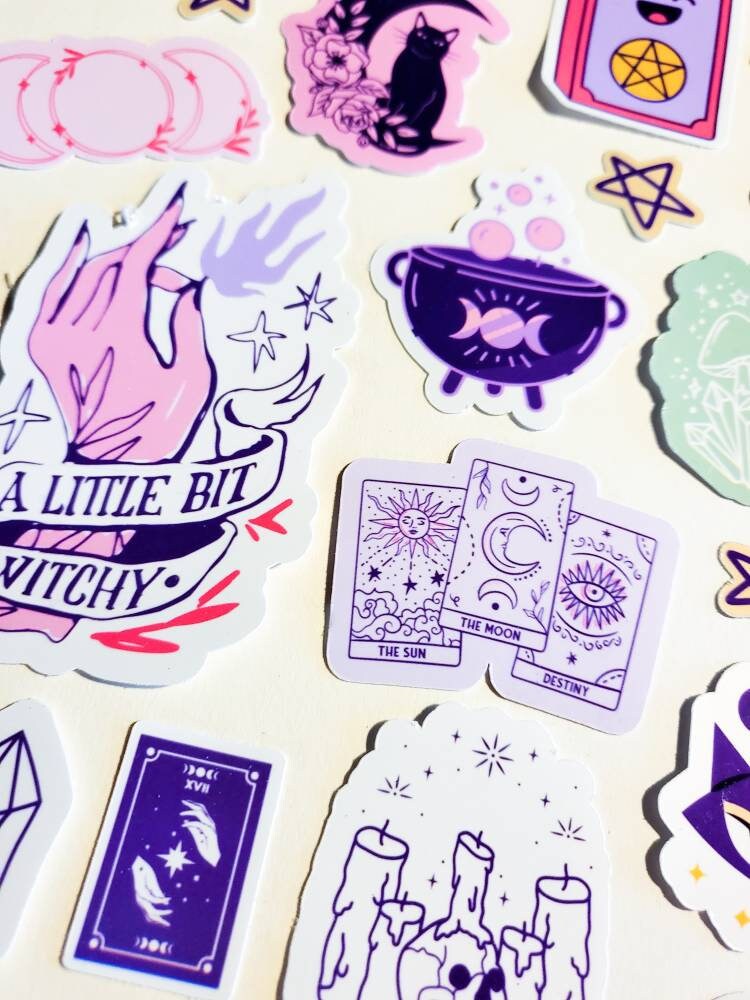 Witchy Vibes Sticker Pack / Set of 28 Stickers / Quotes smile Cute Journal Planner Self-Love Affirmations Gift Positive good vibes witch