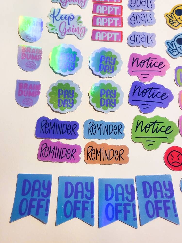 Planner/Journal Holographic Sticker Pack / Set of 42 Stickers / smile Cute Journal Planner Self-Love Gift Positive good vibes notes