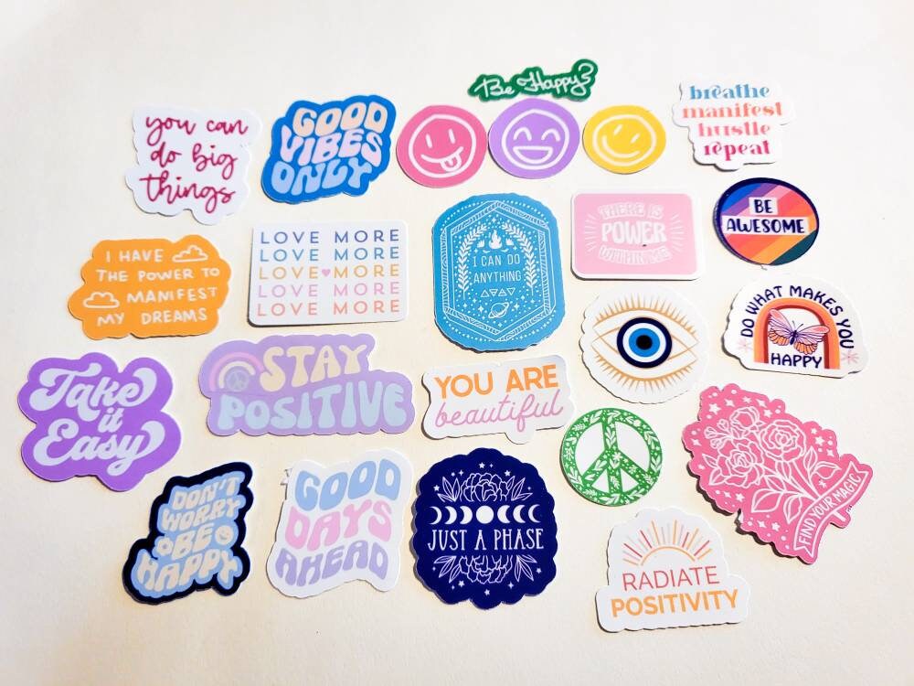 Positive Affirmation Sticker Pack / Set of 23 Stickers / Quotes smile Cute Journal Planner Self-Love Affirmations Gift Positive good vibes