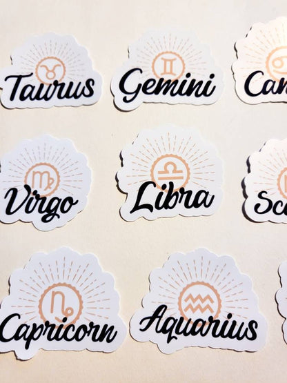 Zodiac Sticker Set / Pack of 12 / sticker set vinyl astrology symbols star signs moon rising