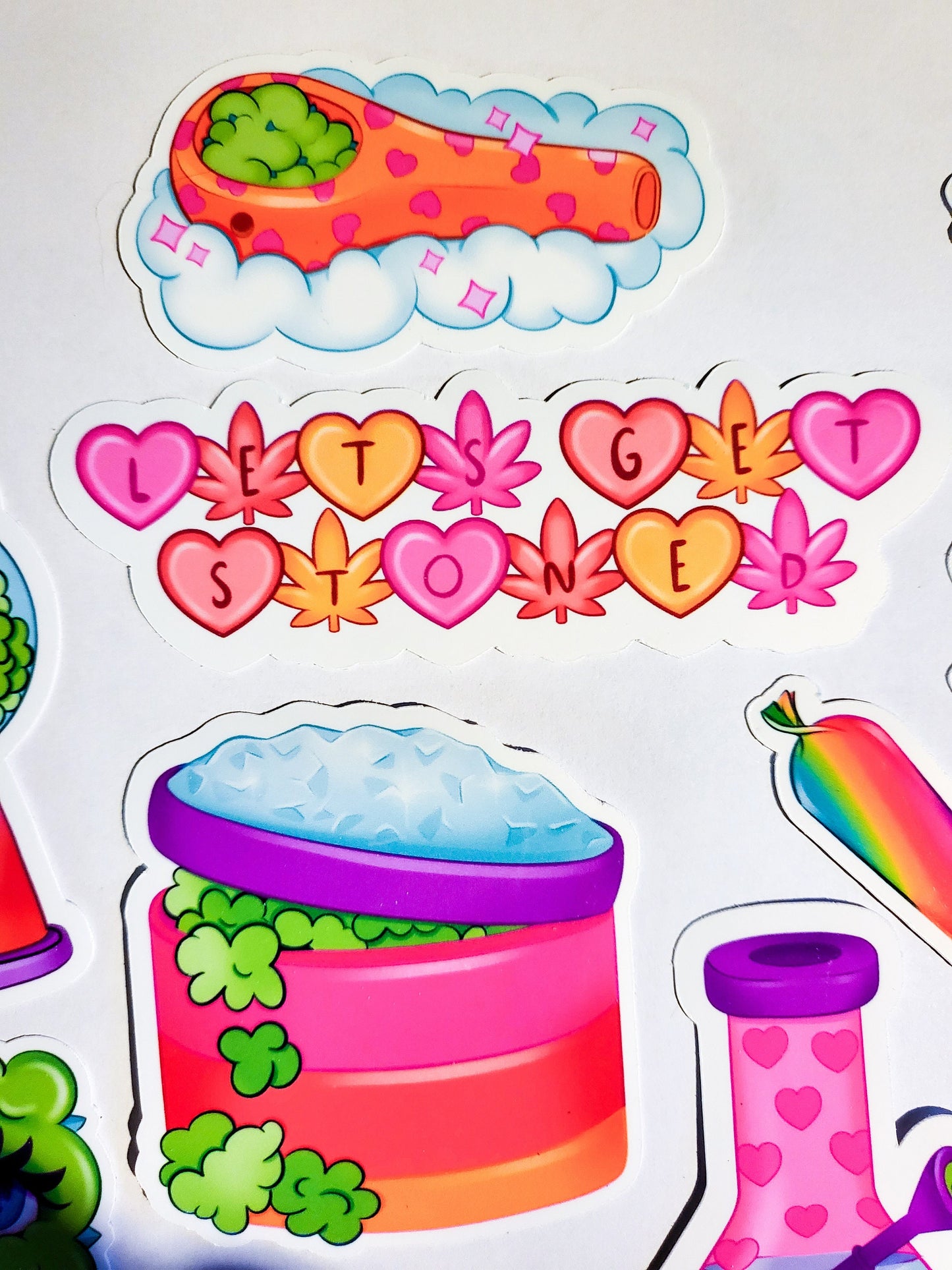 Girl Blunt Sticker Set - Holographic or Glossy - 18 Stickers - cute kawaii stoner weed joints marijuana cannabis 420 bud bong pipe lighter