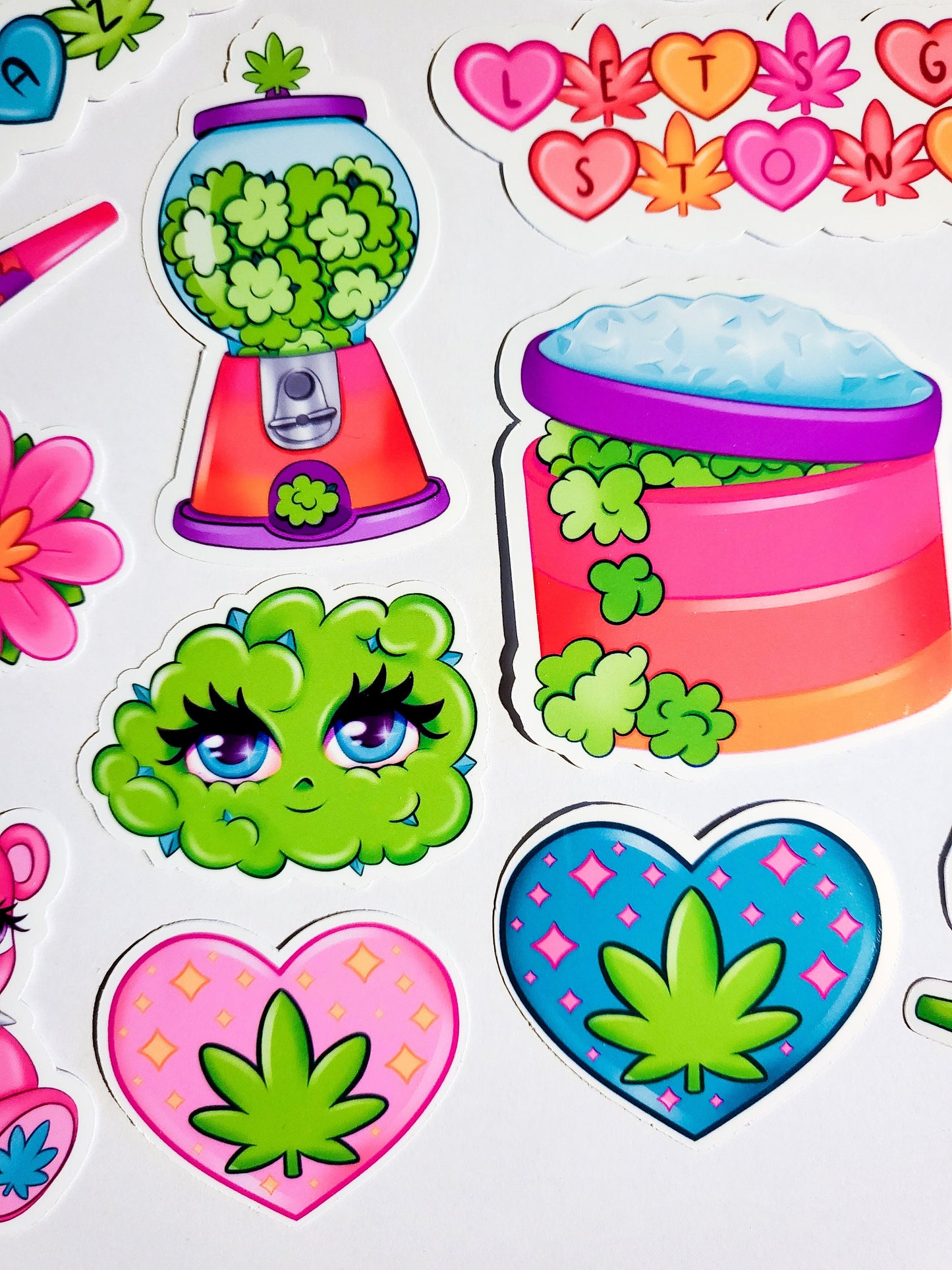 Girl Blunt Sticker Set - Holographic or Glossy - 18 Stickers - cute kawaii stoner weed joints marijuana cannabis 420 bud bong pipe lighter