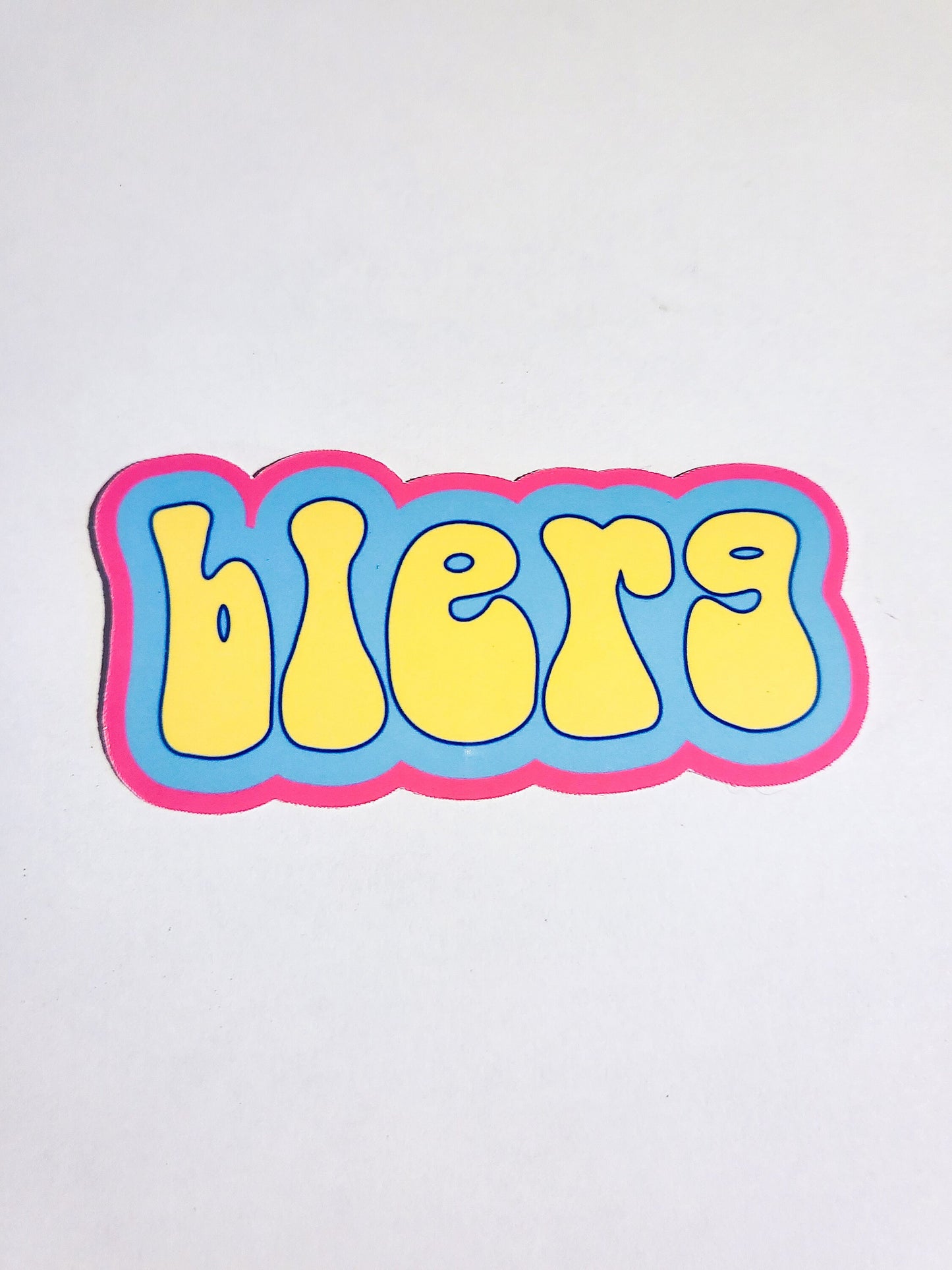 blerg - glossy sticker - 3.3" x 1.6" - mood blah bleh meh 30 rock