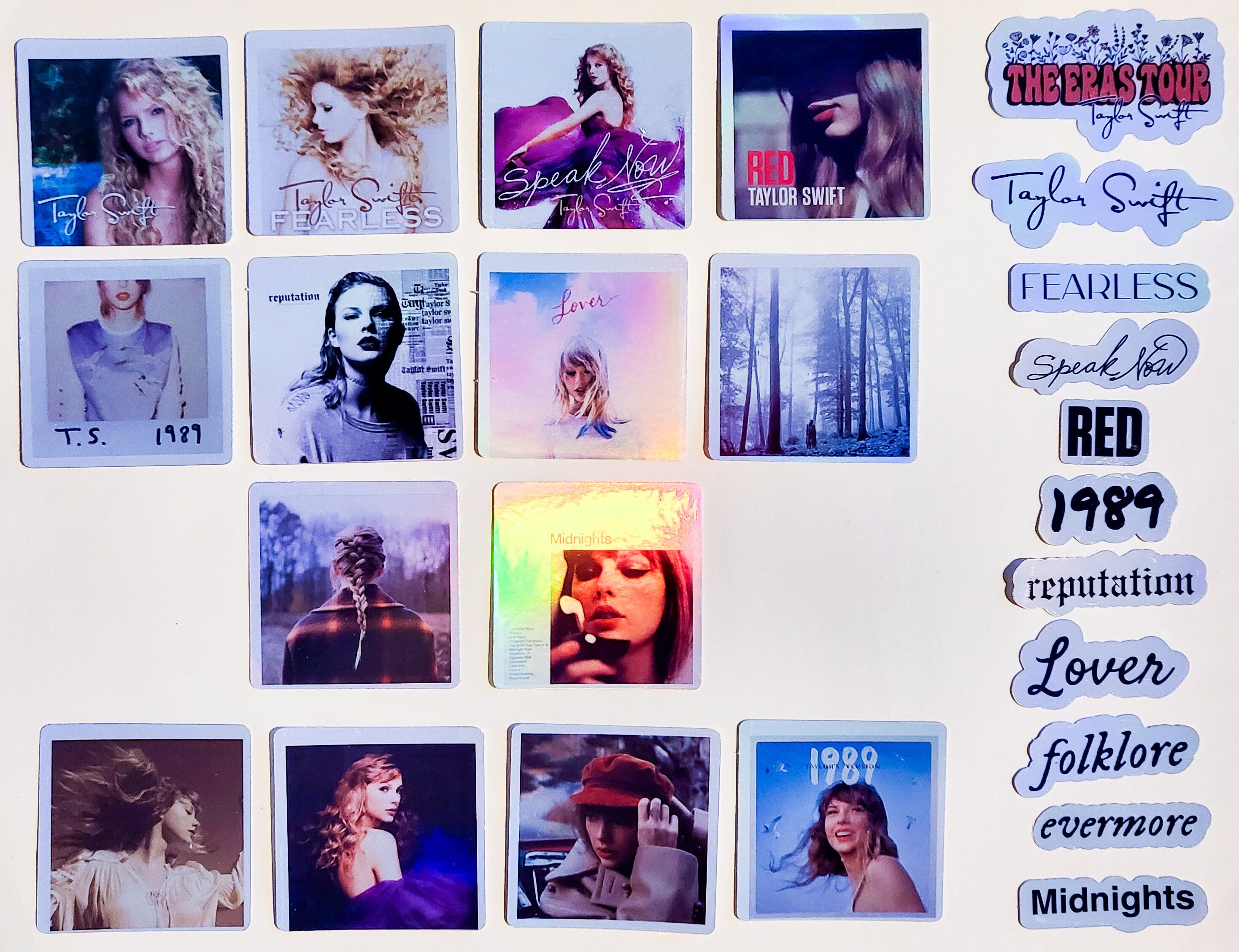 Swiftie Eras Sticker Set -Pack of 25 Holographic Stickers - taylor swift albums album covers titles eras tour ts fearless speak now red 1989