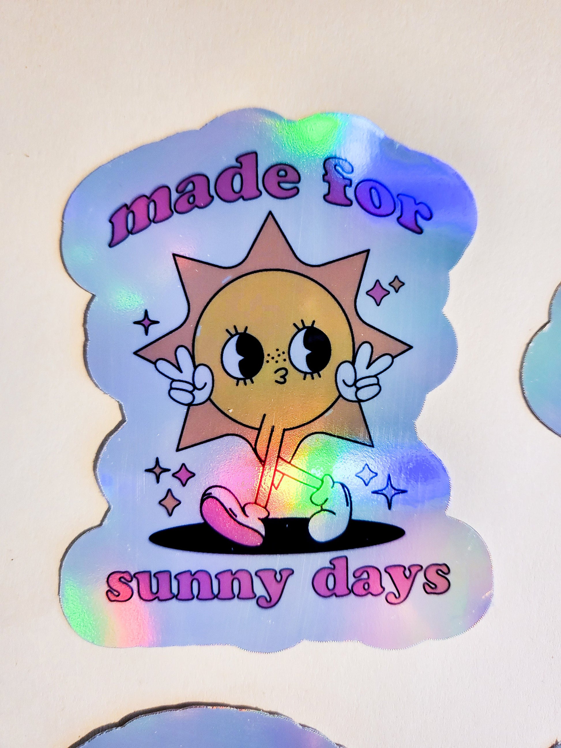 Good Vibes Retro Stickers - Set of 6 or Single Sticker - Holographic Approx. 3" - mental health positive energy affirmations take up space