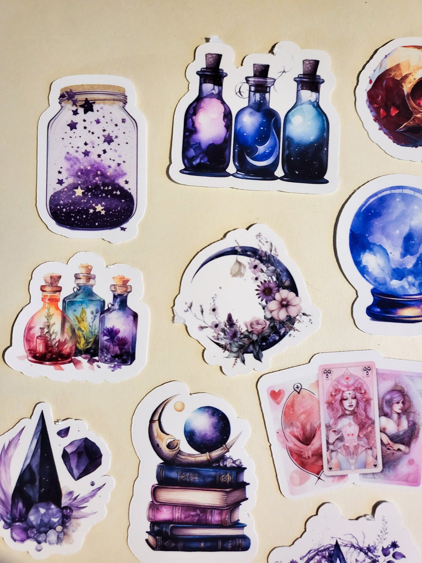 Witchy Vibes Sticker Pack - Holographic or Glossy - Set of 17 Stickers - witch pentacle pentagram hat moon magick pagan wiccan wicca potions