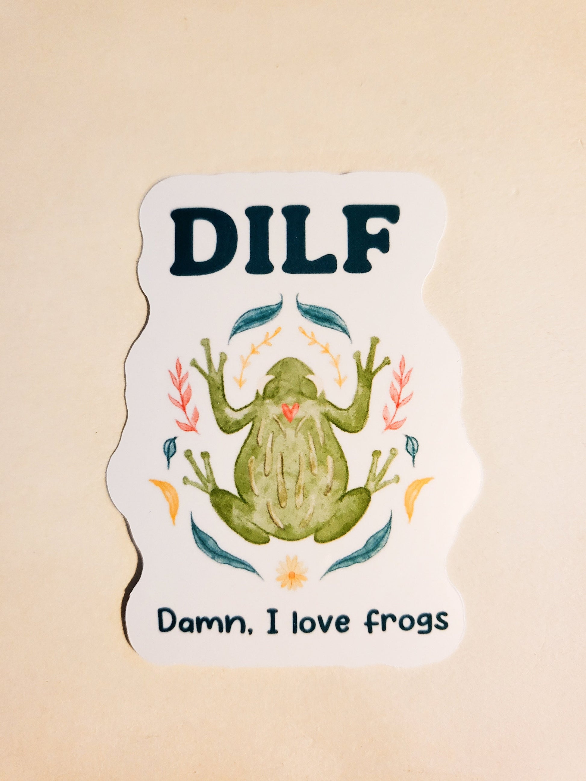 DILF Damn, I Love Frogs Sticker - Glossy or Holographic - 2.3" x 3" - cute funny humor dad gift decal hydroflask laptop frog