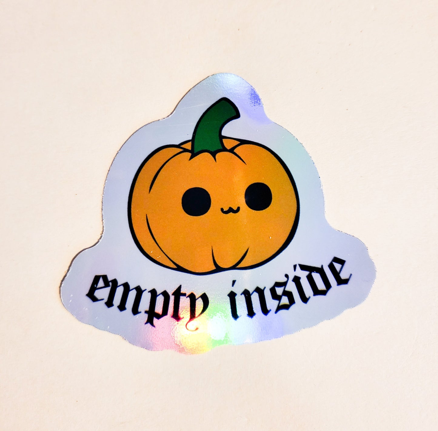 Empty Inside Sticker - Glossy or Holographic - 2.5" x 2.3" - jackolantern pumpkin halloween spooky season spoopy holiday creepy