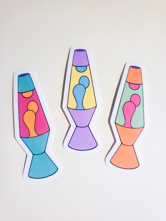 Lava Lamps - 3 glossy stickers - 1" x 2.9" each - lava lamp retro vintage cute 70s 80s 90s y2k