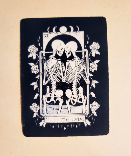 The Lovers Sticker -Glossy 2" x 2.8"-stickers decal oracle cards witch witchy tarot card skeletons gemini halloween spooky season moon phase