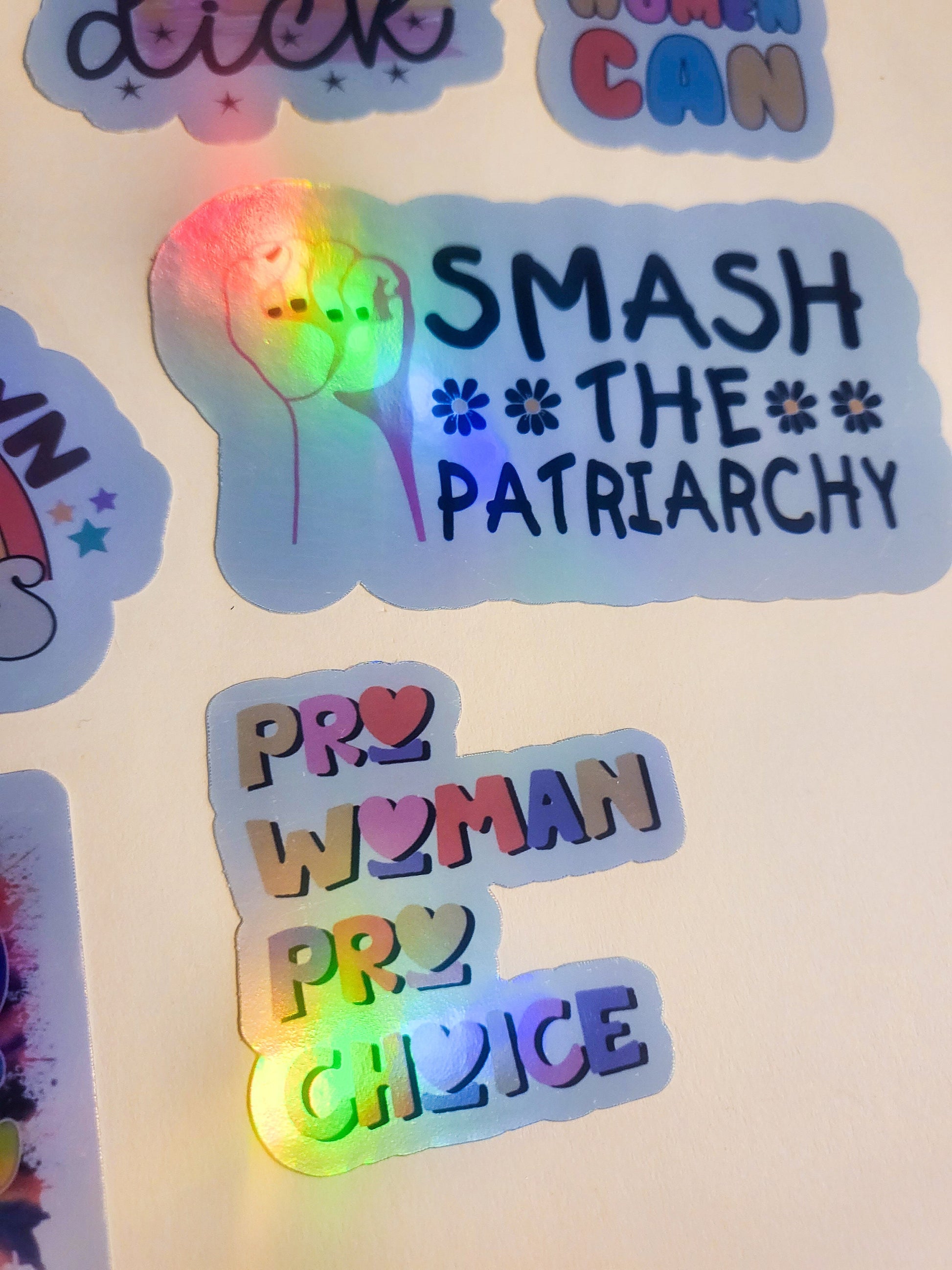 Pro-Choice Sticker Set - Pack of 10 Holographic Stickers - pro roe v wade 1973 abort the court feminist feminism womens rights mind your own