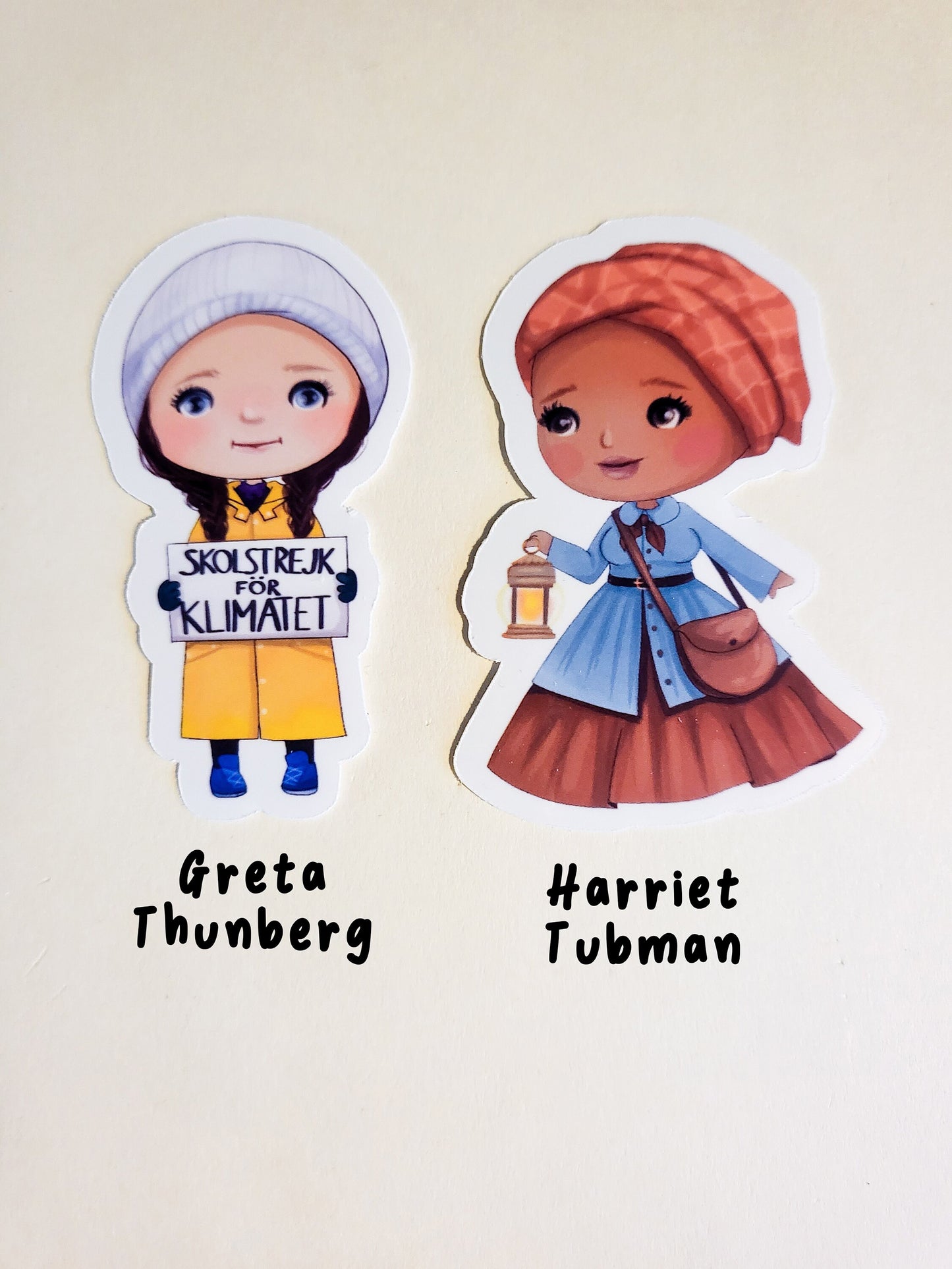 Inspirational Women - Single Stickers or Set of 12 - glossy - Malala Obama Diana RBG Curie Tubman Parks Earhart Thunberg Goodall Kamala Anne