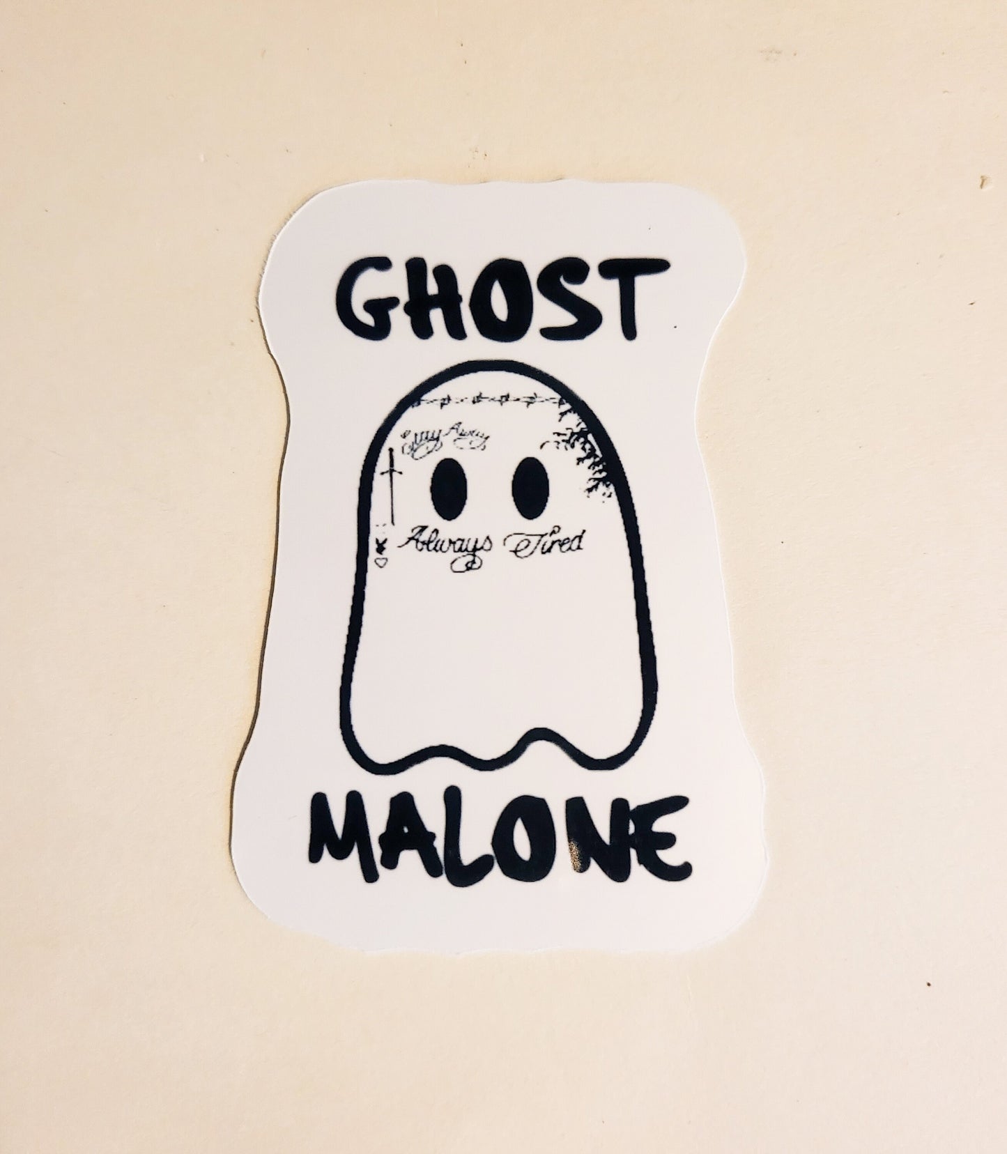 Ghost Malone Sticker - Glossy or Holographic - 2.1" x 3" - cute funny humor halloween spooky season music artist rapper rap singer post