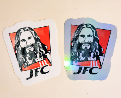 JFC Sticker - Glossy or Holographic - 2.3" x 2.7" - stickers decal jesus christ kfc funny humor