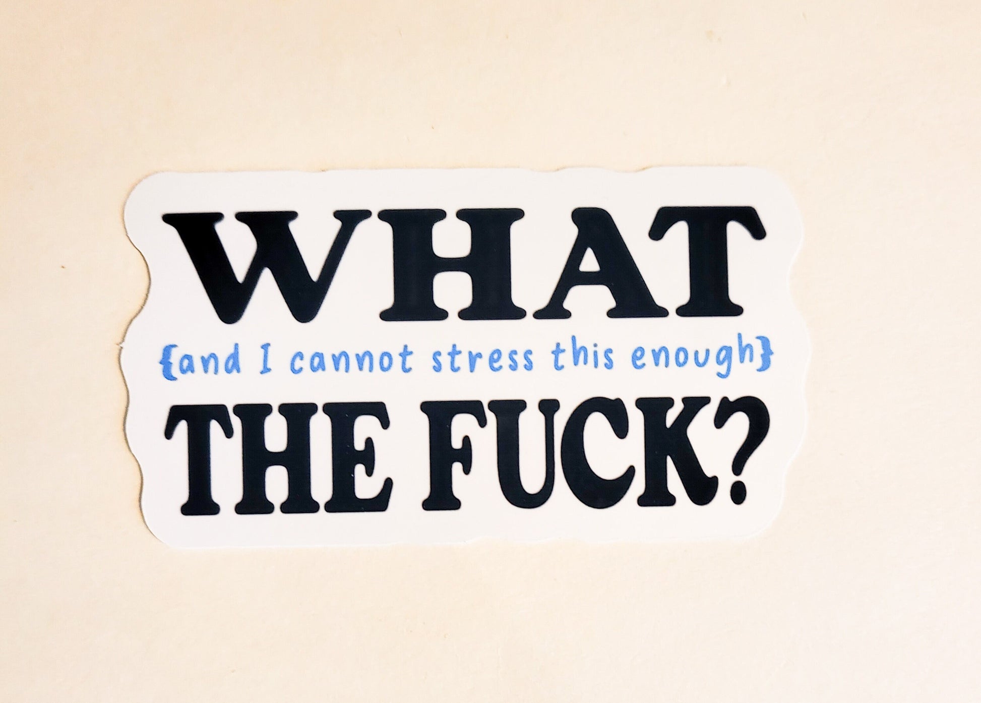 WTF? Sticker - Glossy 3.3" x 1.8" - stickers decal what (and i cannot stress this enough) the fuck humor funny wth laptop hydroflask gift