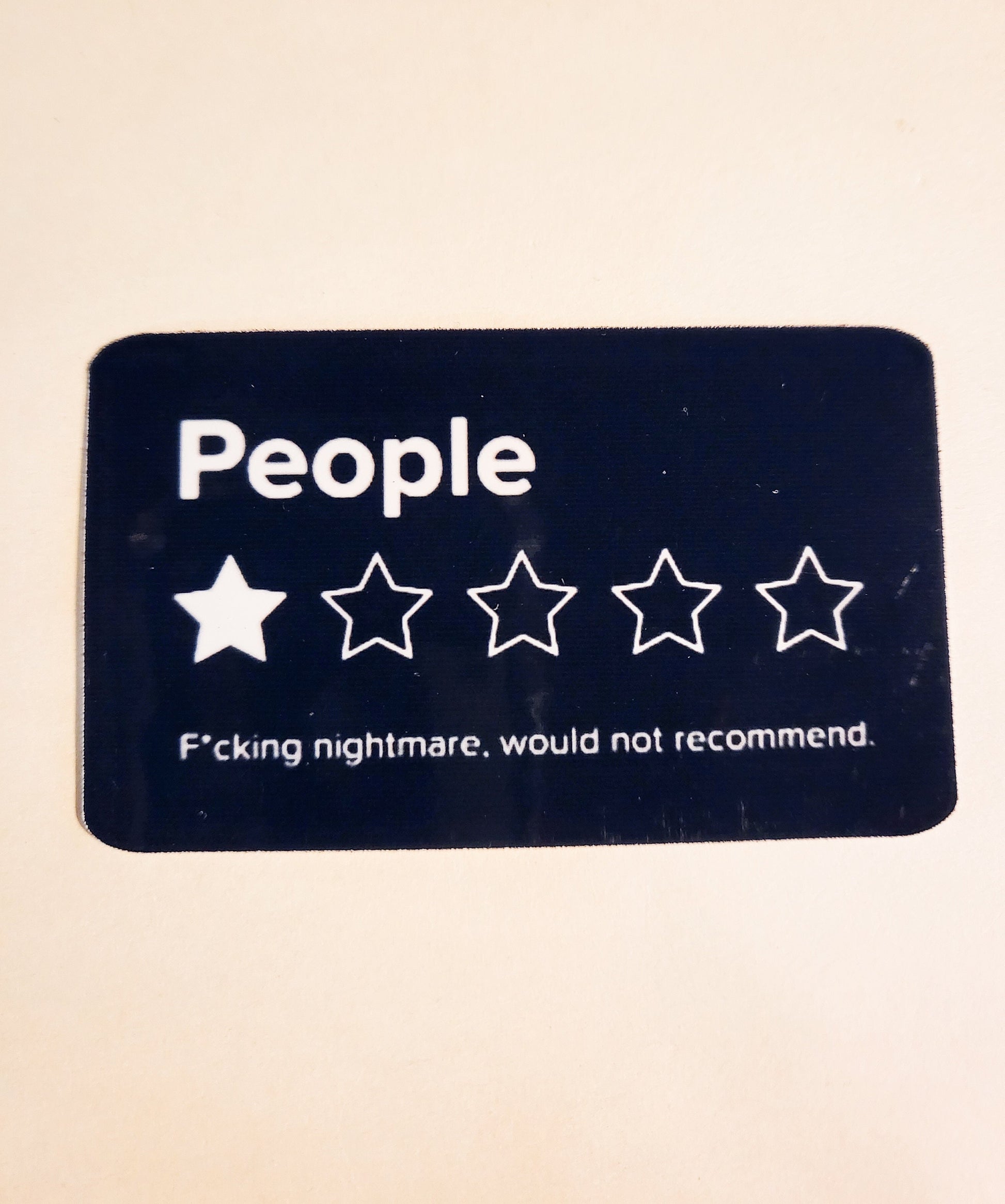 People - Would Not Recommend Sticker - Glossy or Holographic - 3.7" x 2.1"- stickers decal sarcastic rating funny humor antisocial nightmare