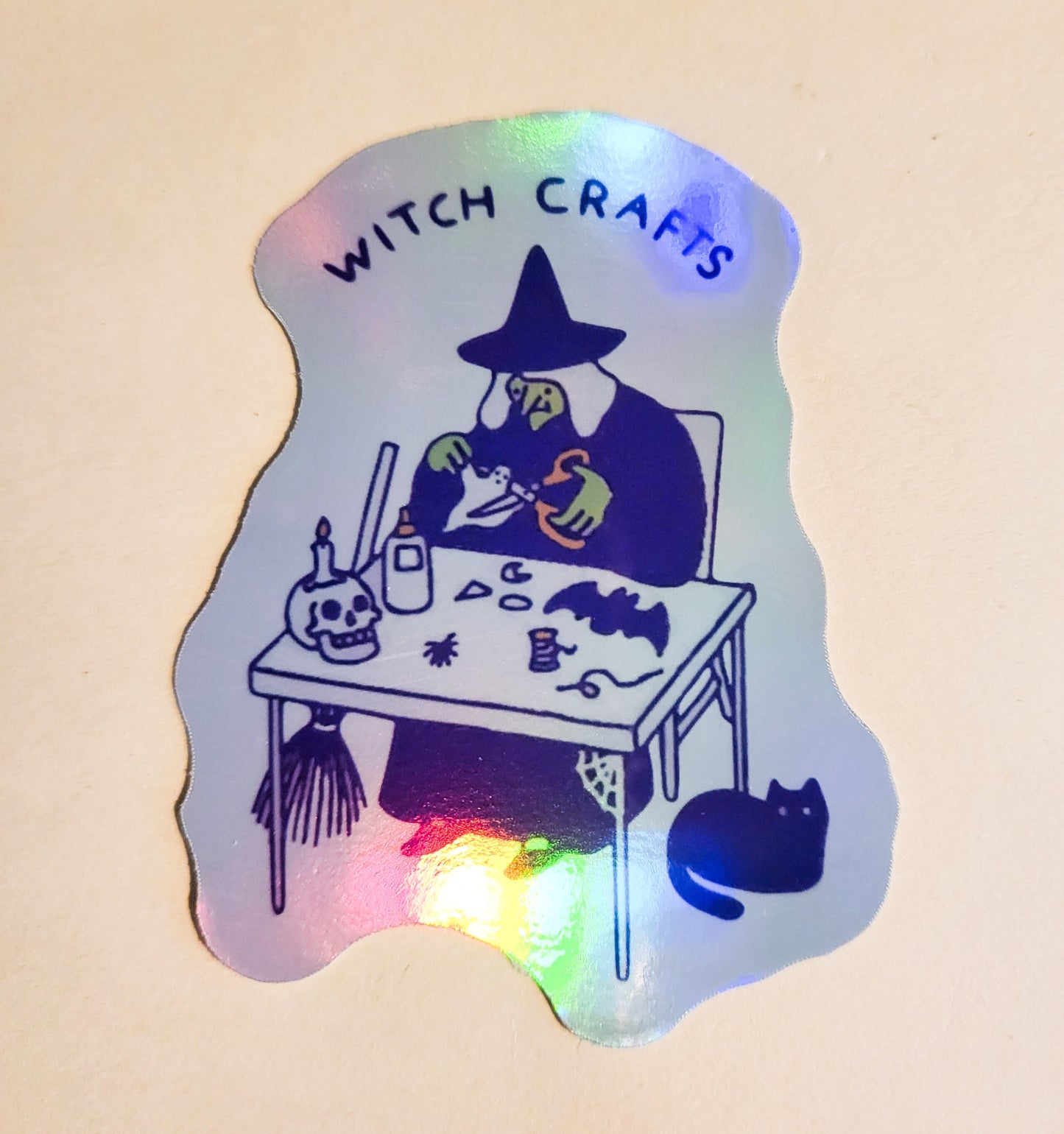 Witch Crafts Sticker - Holographic 2.3" x 3"- stickers decal witchy witchcraft arts and craft gift hobby cute halloween spooky season