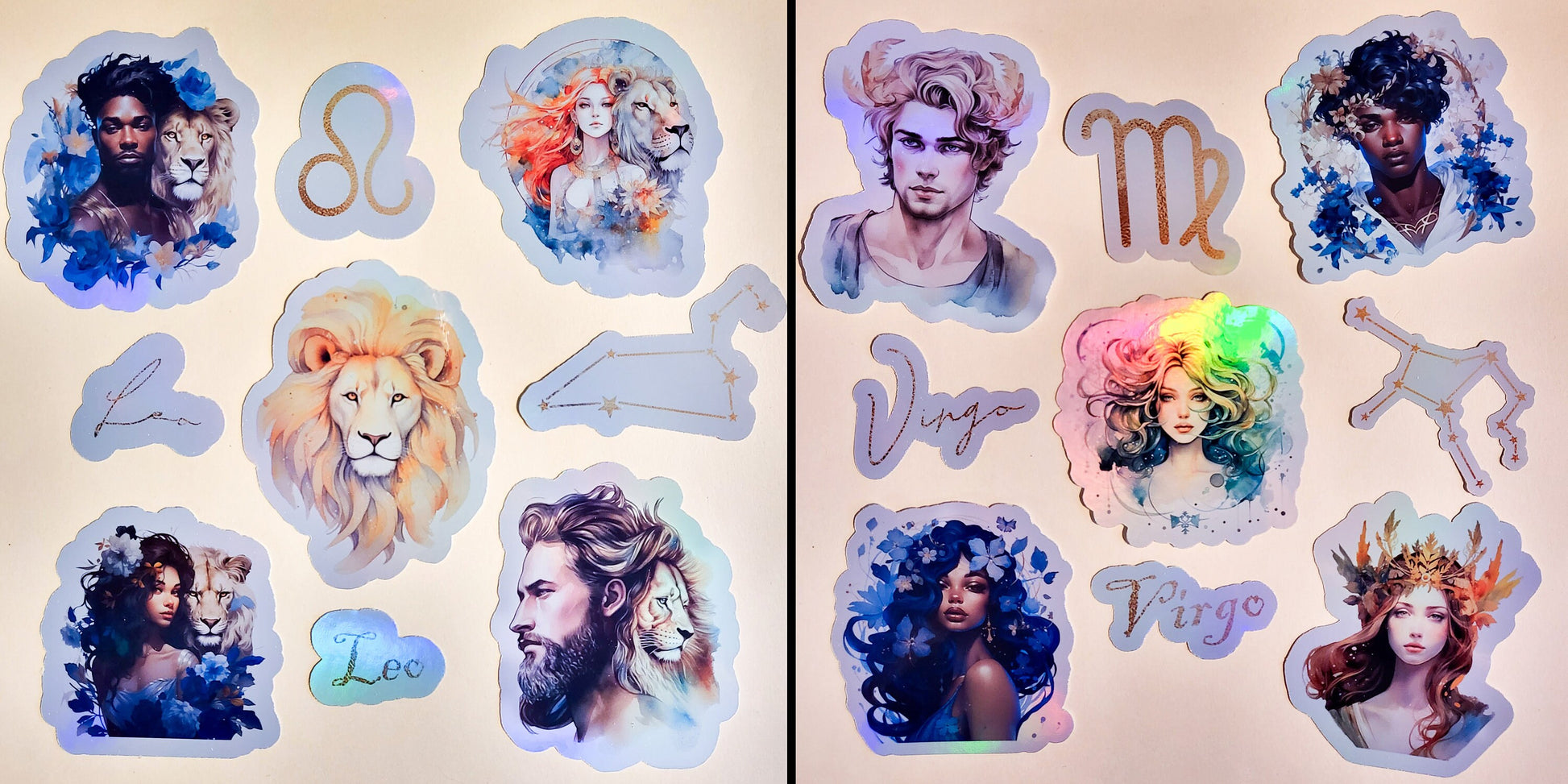 Zodiac Portrait & Symbols Sticker Packs - 12 Sets of 9 Stickers - astrology star signs constellations horoscope zodiac art birthday gift