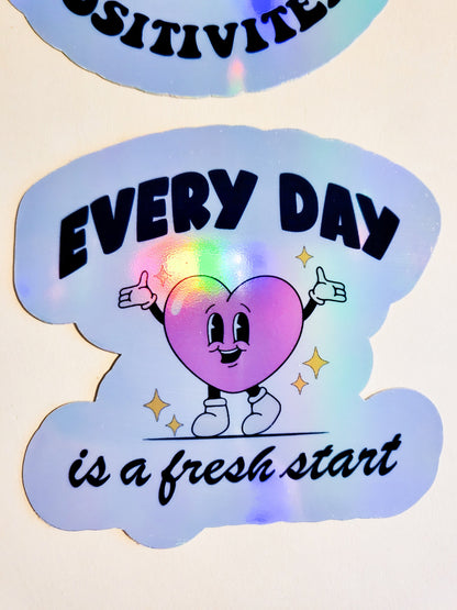 Good Vibes Retro Stickers - Set of 6 or Single Sticker - Holographic Approx. 3" - mental health positive energy affirmations take up space