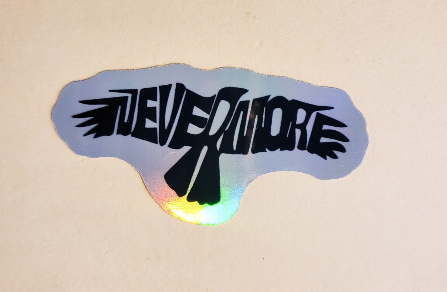 Nevermore Sticker - Holographic 2.6" x 1.4"- stickers decal edgar allan poe raven poem poet writer author book gift laptop planner bottle