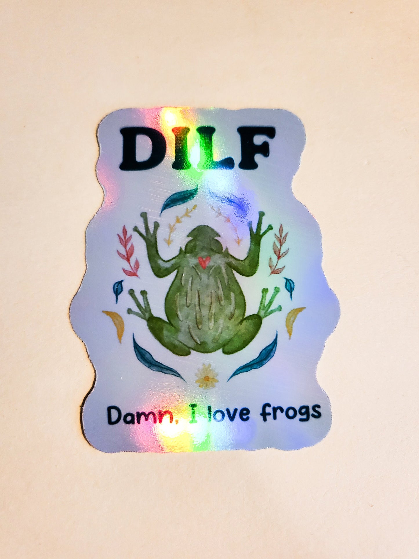 DILF Damn, I Love Frogs Sticker - Glossy or Holographic - 2.3" x 3" - cute funny humor dad gift decal hydroflask laptop frog