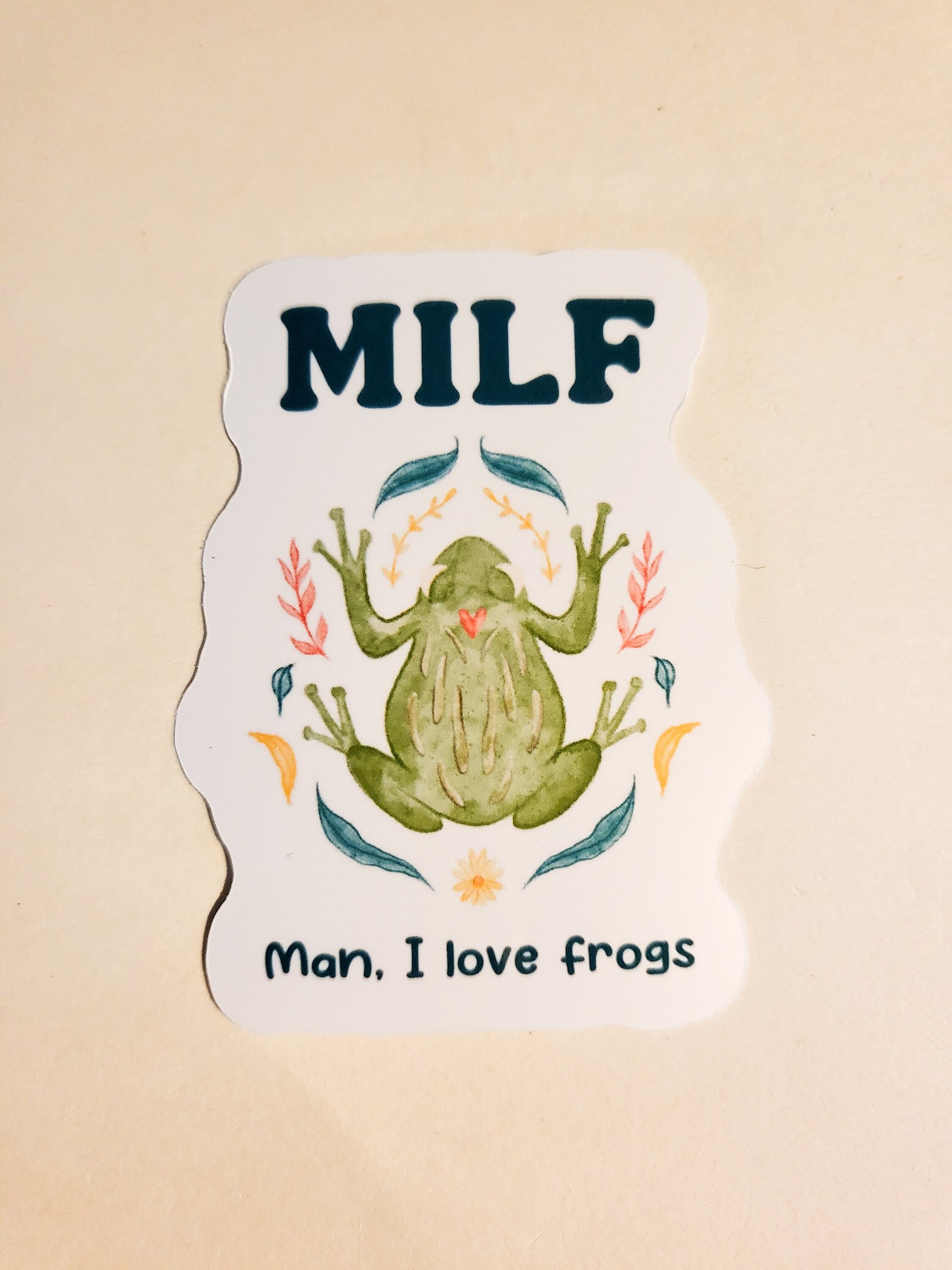 MILF Man, I Love Frogs Sticker - Glossy or Holographic - 2.3" x 3" - cute funny humor mom gift decal hydroflask laptop frog mothers day