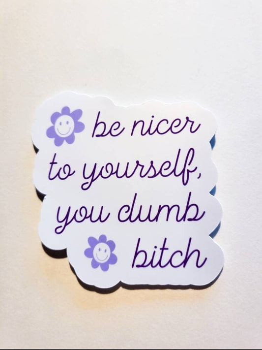 Be Nicer to Yourself, You Dumb B!tch - glossy sticker