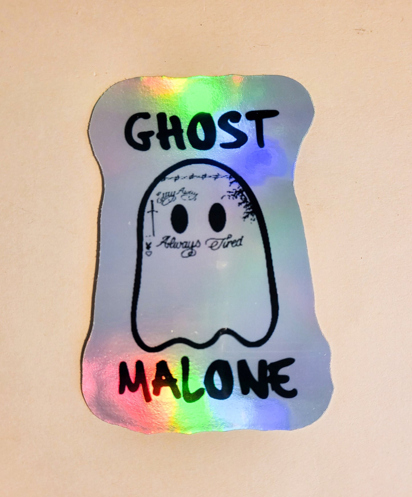 Ghost Malone Sticker - Glossy or Holographic - 2.1" x 3" - cute funny humor halloween spooky season music artist rapper rap singer post