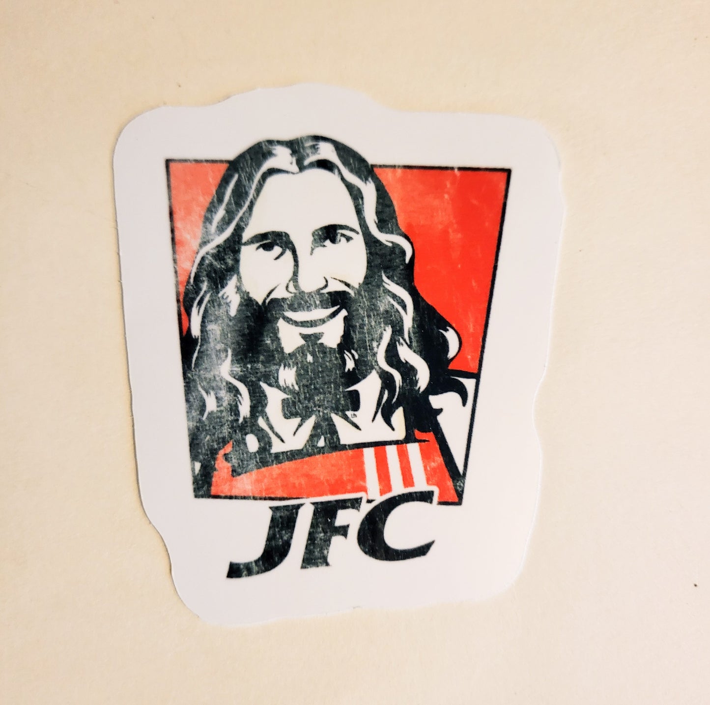 JFC Sticker - Glossy or Holographic - 2.3" x 2.7" - stickers decal jesus christ kfc funny humor