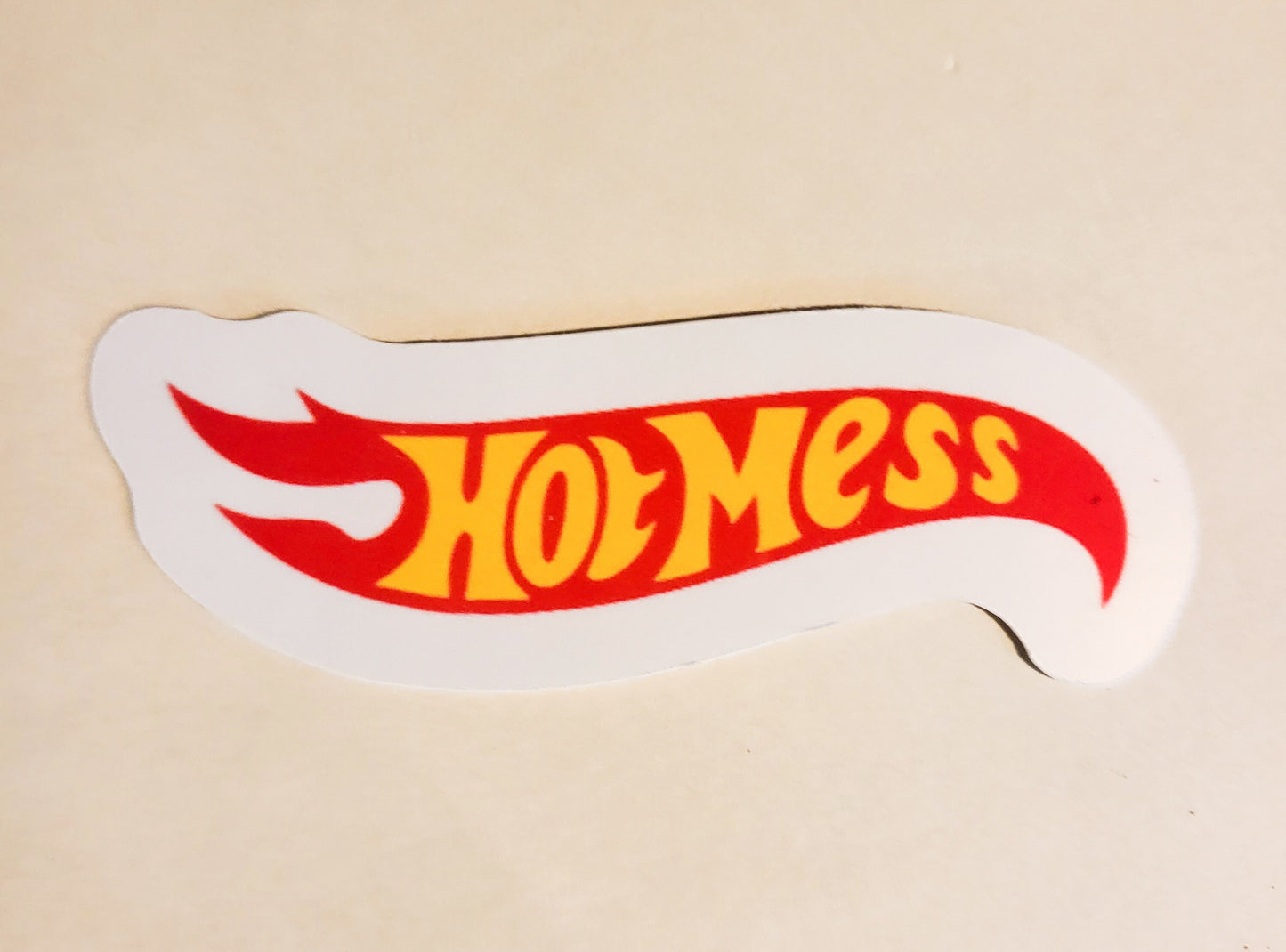 Hot Mess Sticker - Glossy or Holographic - 3.3" x 1.3" - stickers decal funny humor hot wheels flames flame