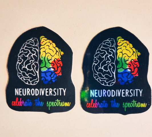 Neurodiversity Sticker - Glossy or Holographic - 2.3" x 2.8"- stickers decal ND neurodiverse celebrate the spectrum rainbow mental health