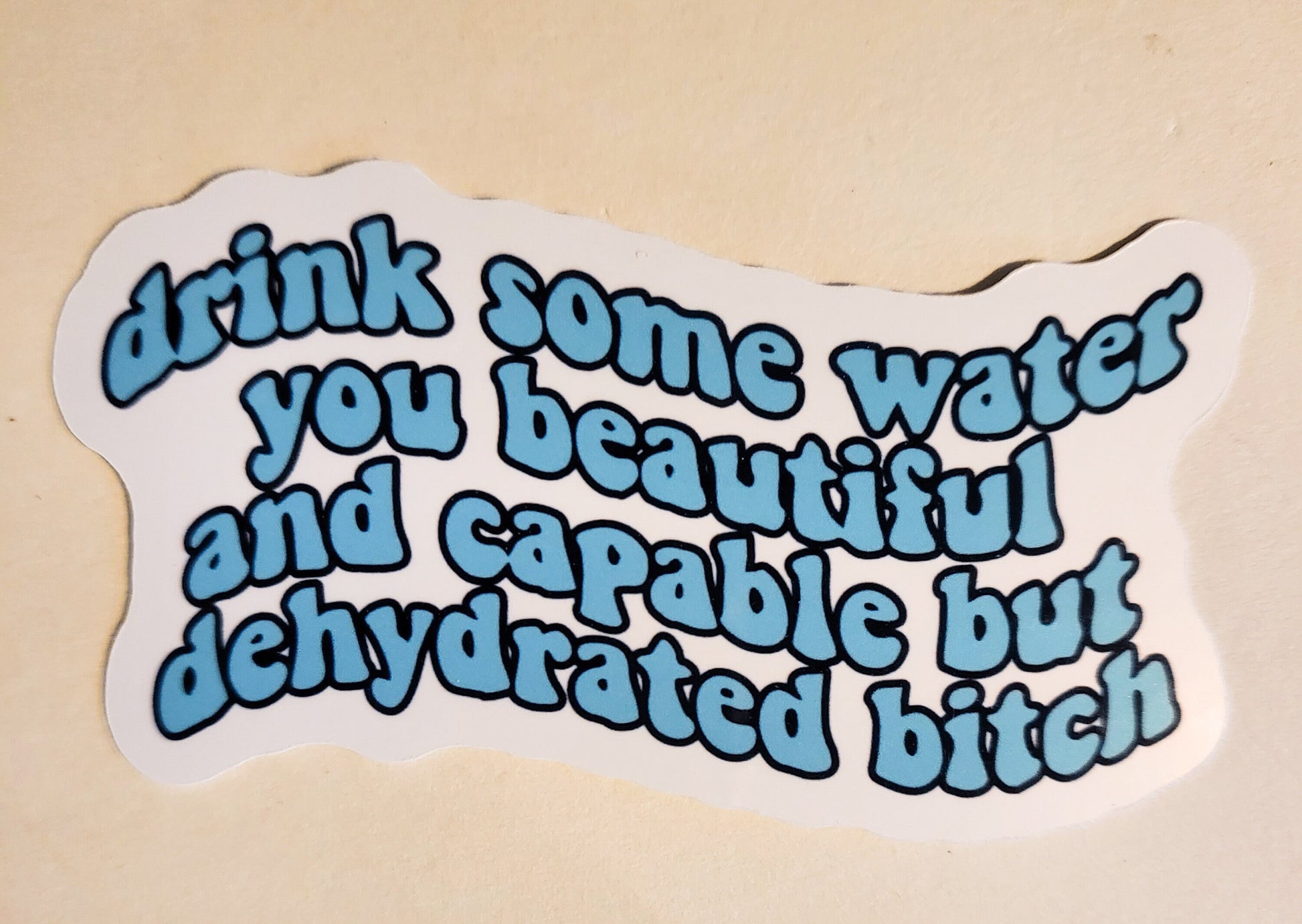 Drink Some Water You Beautiful, Capable, Dehydrated Bitch Sticker - Glossy 3.6" x 2"- stickers decal h20 hydrate reminder bottle hydroflask