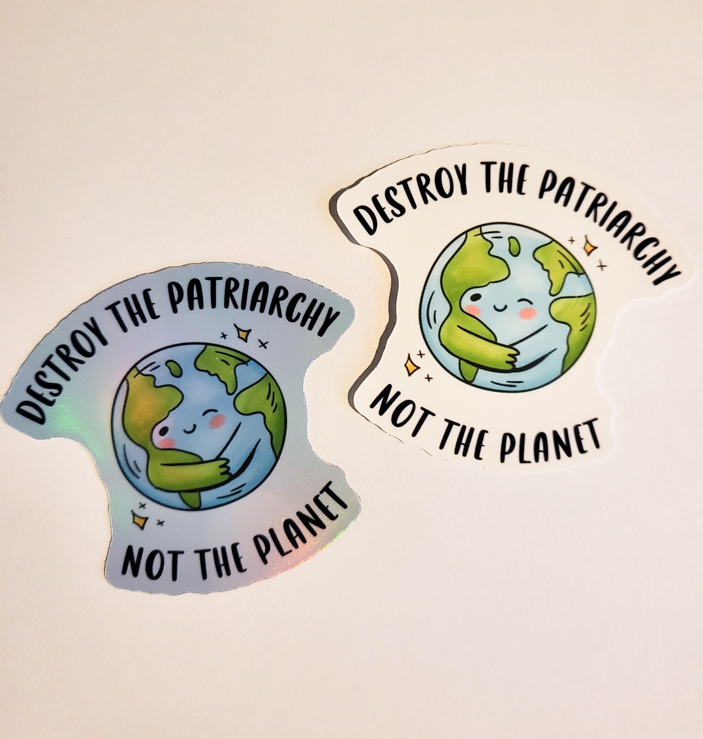 Destroy the Patriarchy Not the Planet Sticker -Glossy or Holographic 2.5" x 2.2"- stickers decal feminist feminism activist cute laptop gift