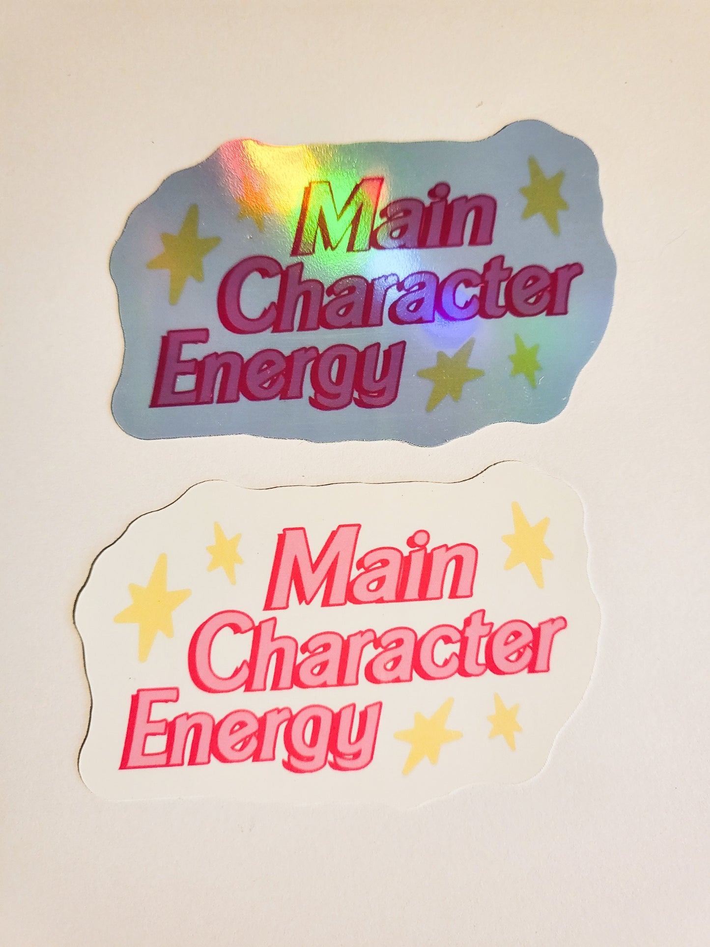 Main Character Energy Sticker -Glossy or Holographic 3.2" x 2"- stickers decal barbie pink npc cute gift laptop planner bottle