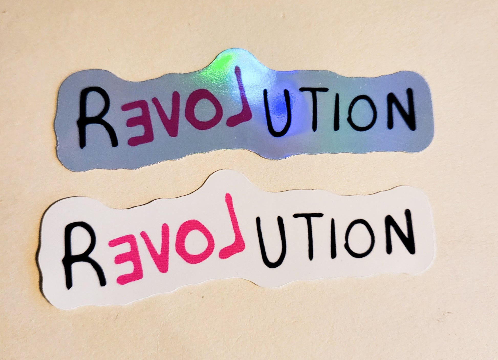 Revolution Sticker -Glossy or Holographic 3.3." x 1.1"- stickers decal love protest resistance resist peace laptop bottle activist activism