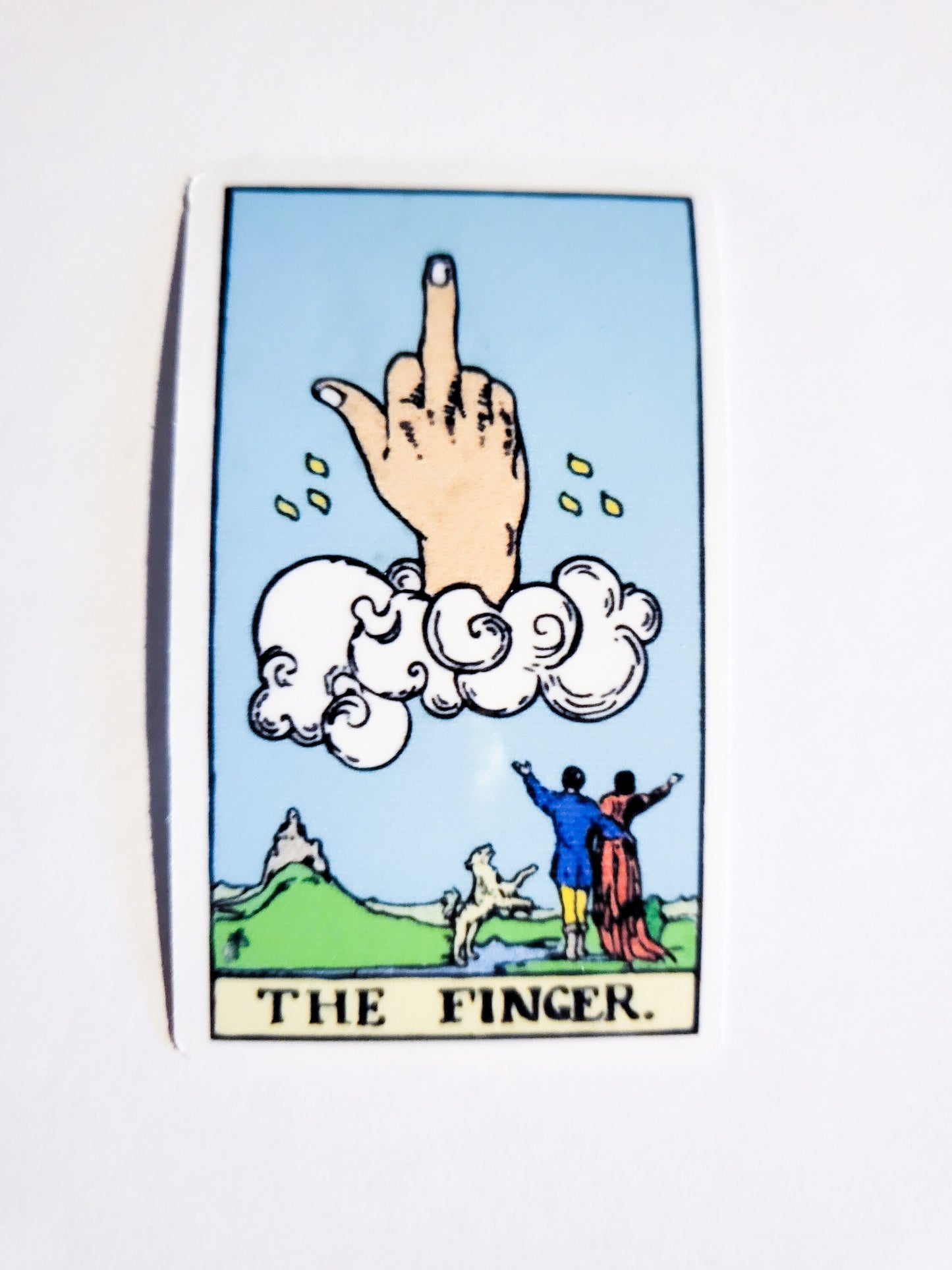 The Finger Sticker - Glossy 1.6" x 2.6"- stickers decal tarot card oracle reading reader middle finger