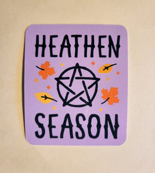 Heathen Season Sticker - Glossy 2.1" x 2.6" - stickers decal witchy witch halloween spooky season pentacle pentagram fall leaves gift laptop