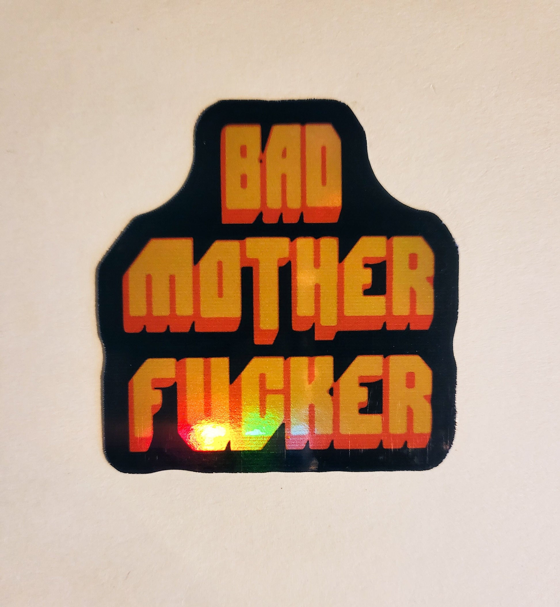 Bad MF Sticker - Glossy or Holographic - 2.1" x 2.2"- stickers decal mad mother fucker pulp fiction tarantino jules movie 90s gift laptop