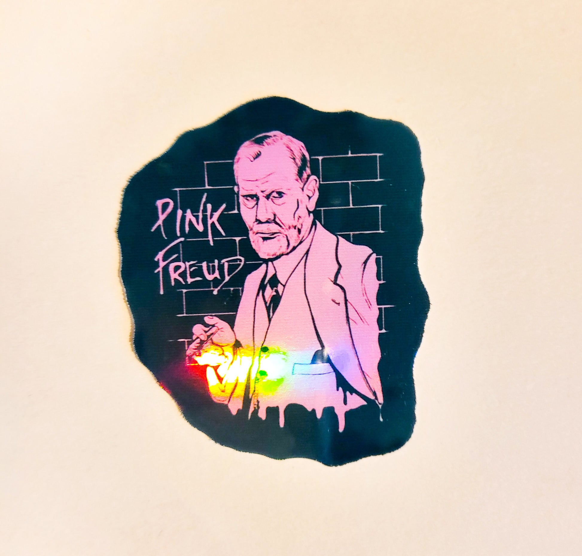 Pink Freud Sticker - Glossy or Holographic - 2.2" x 2.7"- stickers decal floyd band music psychologist psychology sigmund the wall