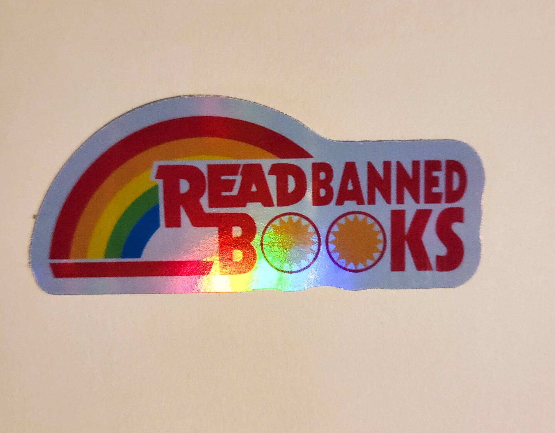 Read Banned Books Sticker - Glossy or Holographic - 3.3" x 1.4"- stickers decal reading rainbow book ban gift laptop planner bottle journal