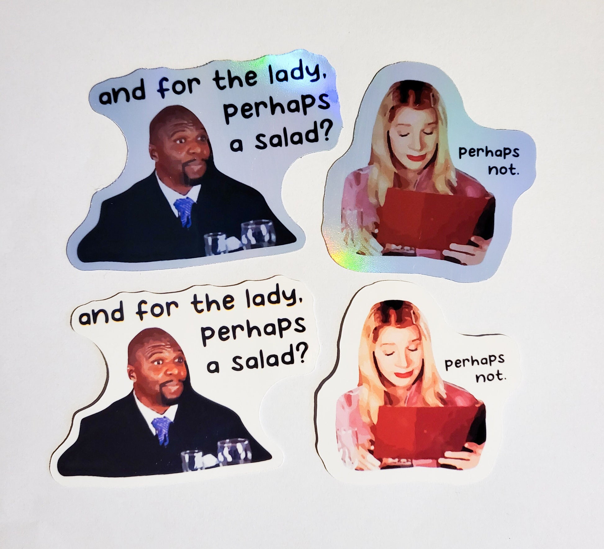 Perhaps Not Sticker Set - Pack of 2 Stickers: Glossy or Holographic - decal white chicks salad for the lady quote movie wayans