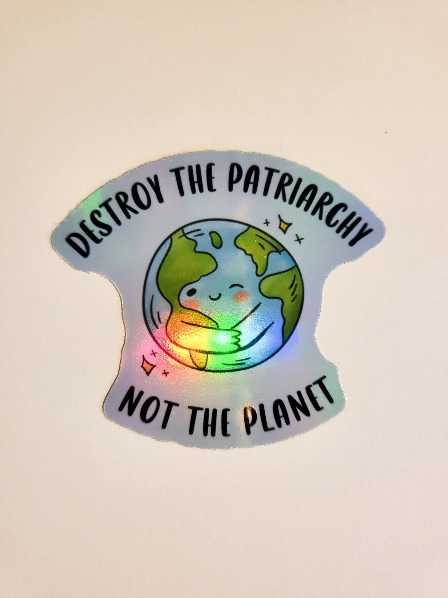 Destroy the Patriarchy Not the Planet Sticker -Glossy or Holographic 2.5" x 2.2"- stickers decal feminist feminism activist cute laptop gift