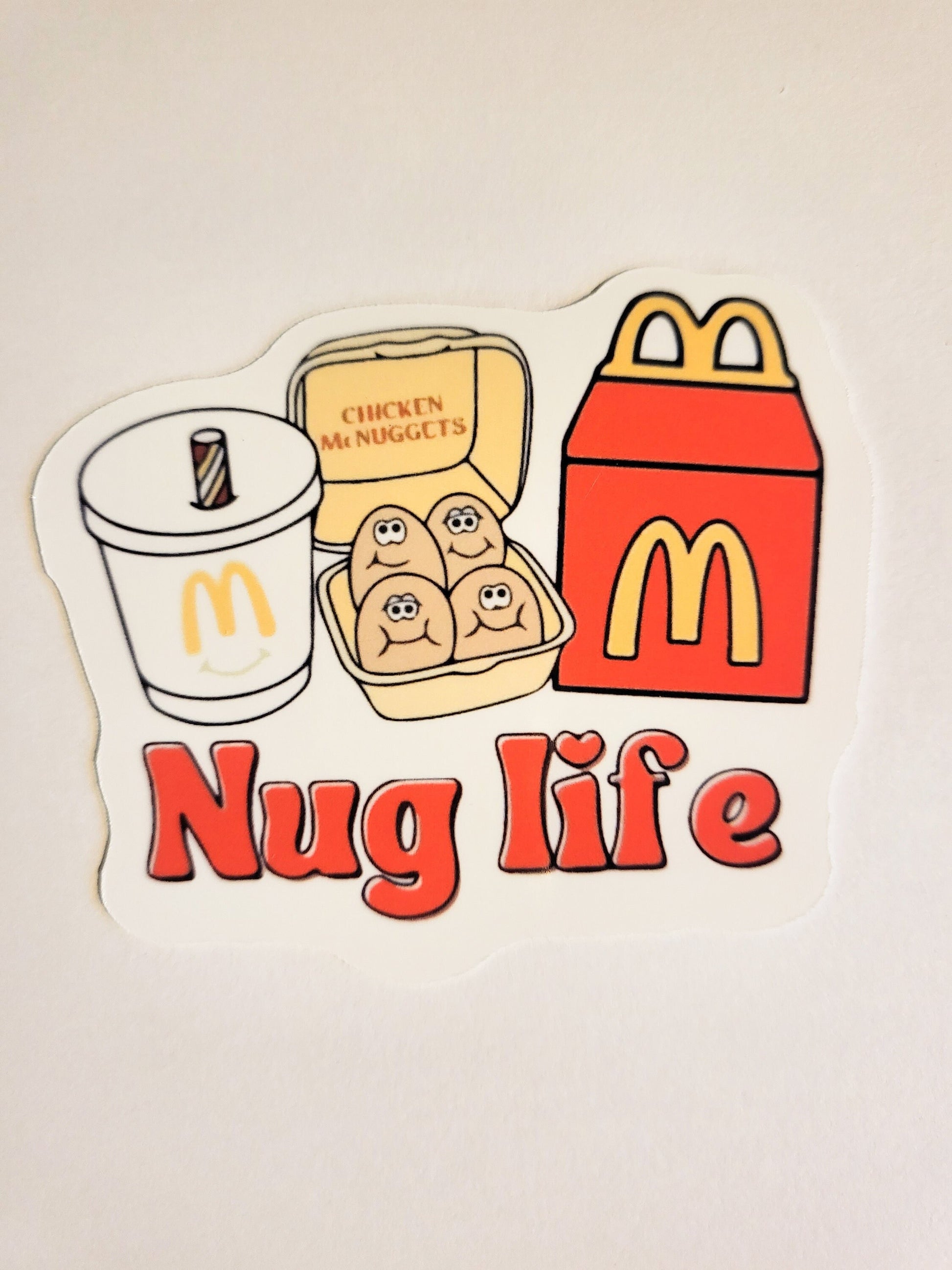 Nug Life Sticker -Glossy or Holographic 2.6" x 2.3"- stickers decal chicken nuggets nugs mcdonalds fast food cute mcnuggets happy meal