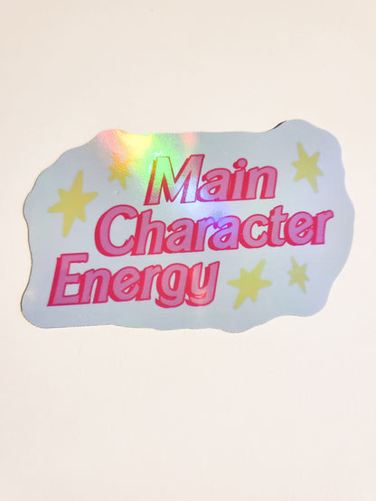 Main Character Energy Sticker -Glossy or Holographic 3.2" x 2"- stickers decal barbie pink npc cute gift laptop planner bottle