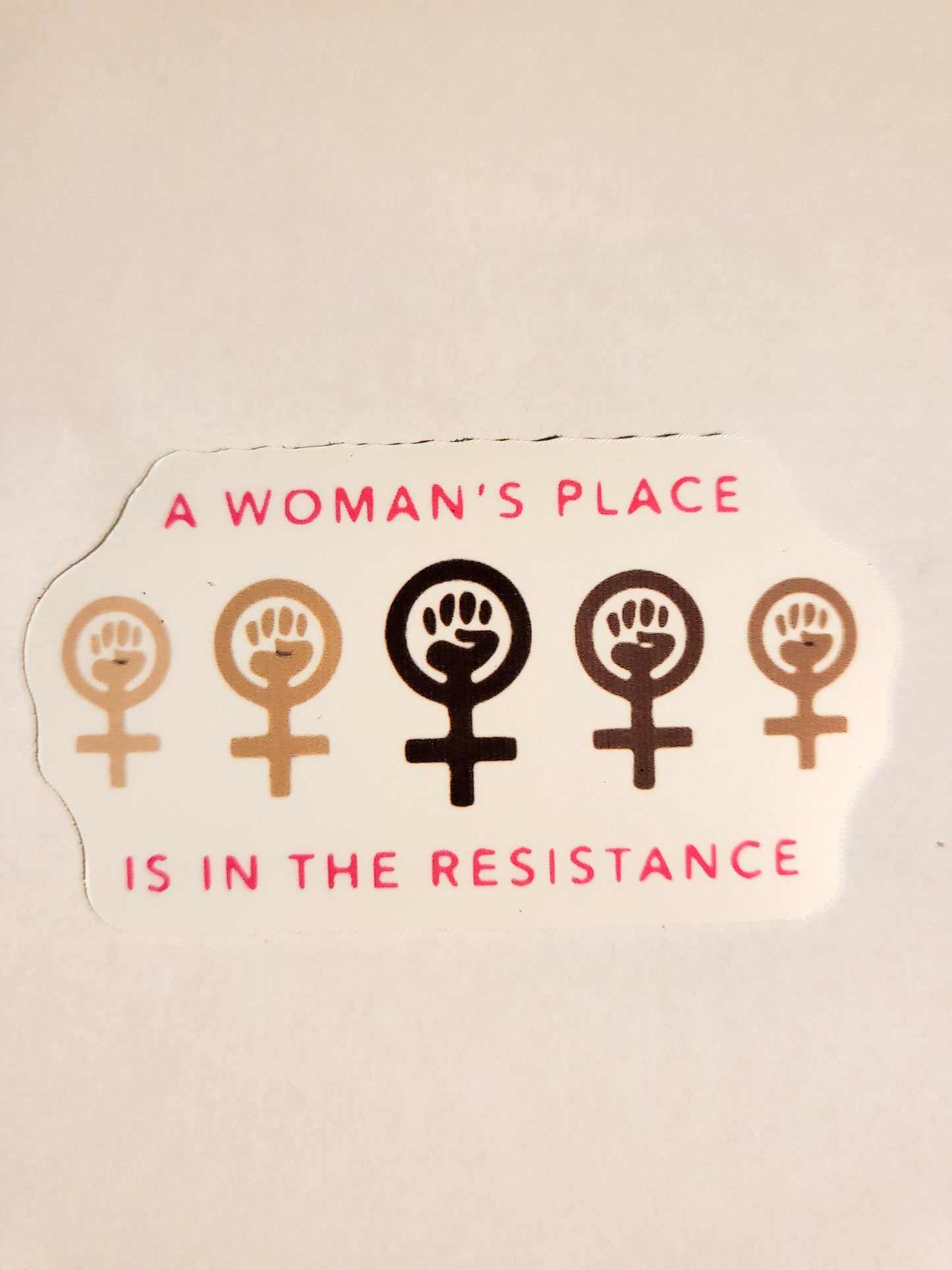 A Woman's Place is in the Resistance Sticker - Glossy or Holographic - 2.9" x 1.6"- stickers decal feminism activist woman girl power resist