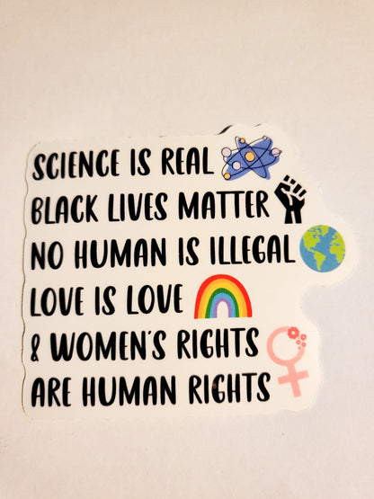 Facts Sticker - Glossy or Holographic -3.3"x2.8"- stickers decal science real black lives matter no human illegal love is love womens rights